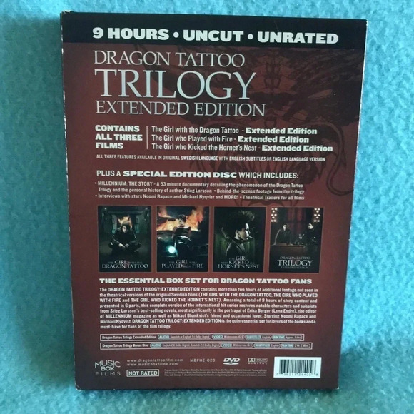 DRAGON Tattoo Trilogy extended edition DVD 9 hours uncut unrated🎉Host Pick🎉 - Picture 2 of 5